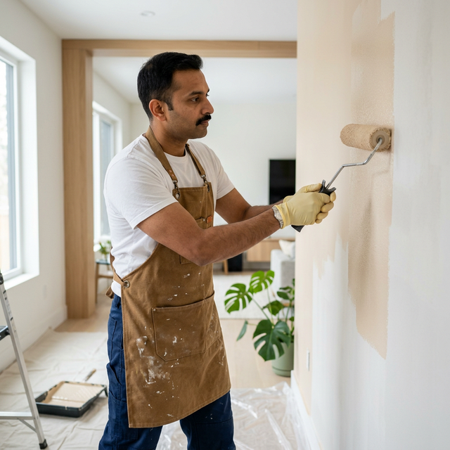 One Painters professional painting a wall with premium materials